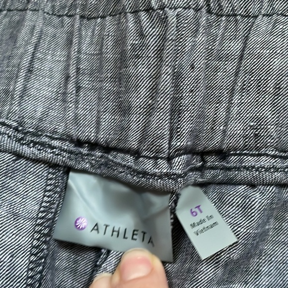 Athleta Gray 100% Linen Ankle Pant 0848 591449 pockets drawstring 6T B9 - Picture 4 of 7